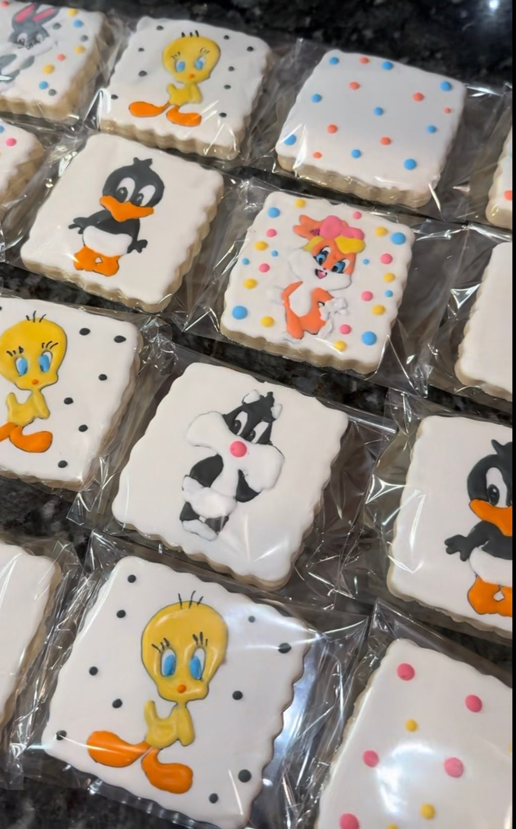 Looney Tunes themed custom decorated sugar cookies